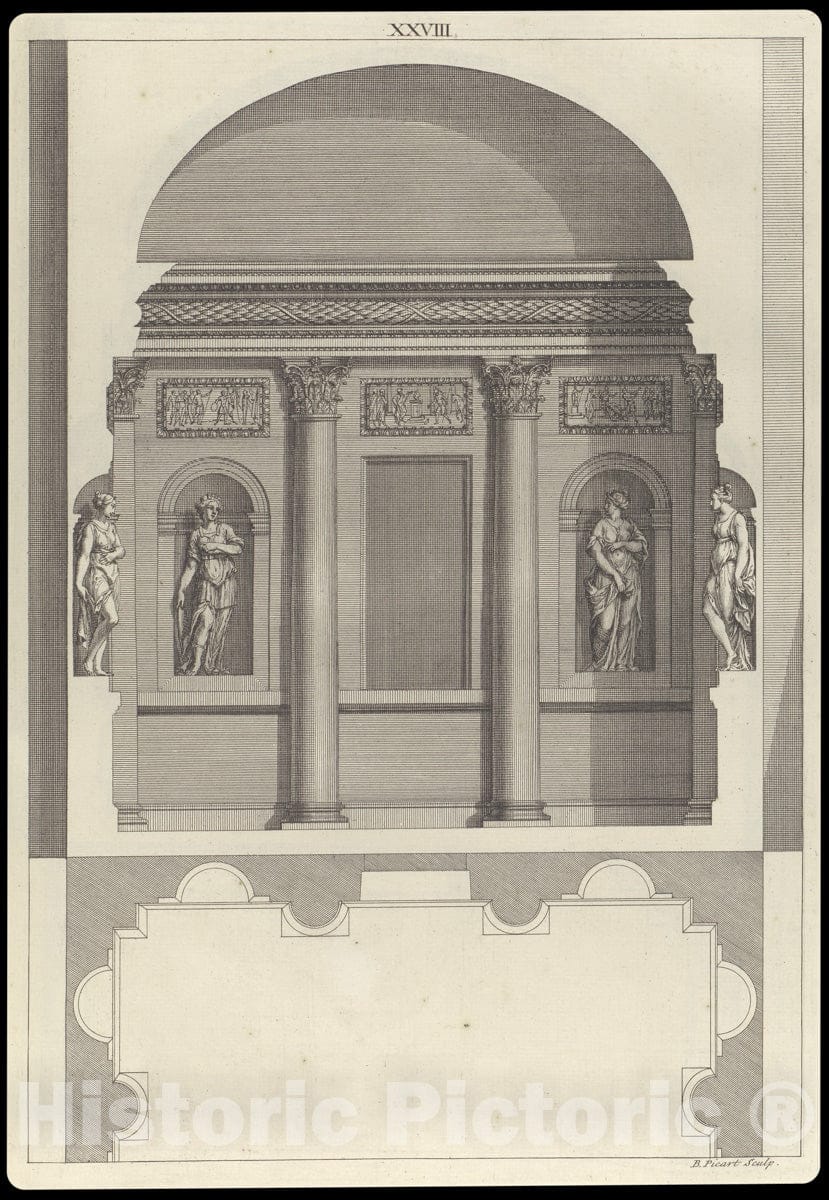 Art Print :  Design for a Corinthian Hall - Artist: John Watts - 1715 : Vintage Wall Art