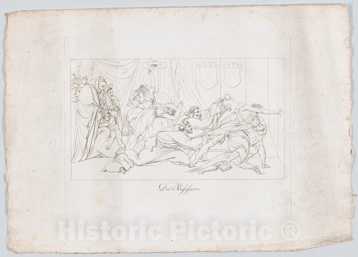 Art Print : John Barlow - Der Besessene (The Escapee: A Real Scene in The Hospital of San Spirito at Rome) : Vintage Wall Art