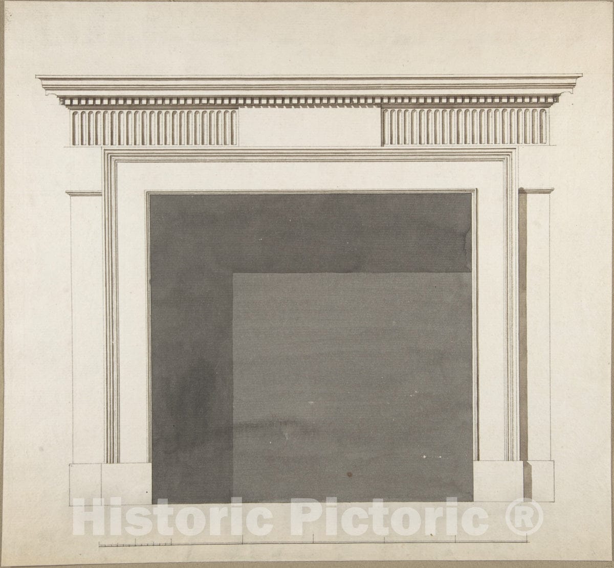 Art Print : Style of Robert Adam - Design for a Chimneypiece : Vintage Wall Art