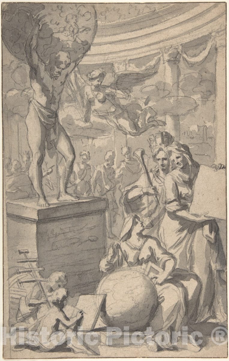 Art Print : Gerard de Lairesse - Design for a Frontispiece of a Title Page : Vintage Wall Art