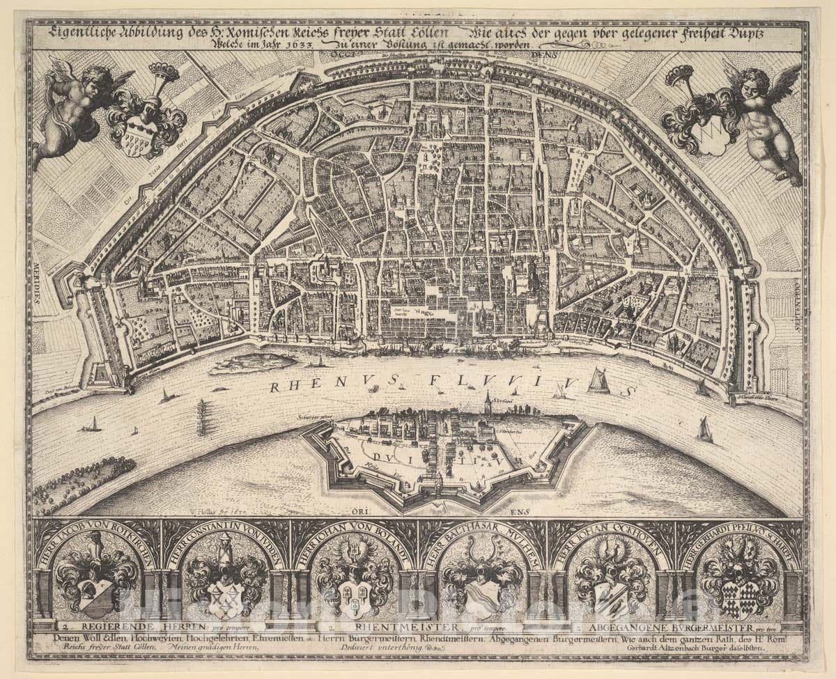 Art Print : Wenceslaus Hollar - Cologne and Deutz : Vintage Wall Art