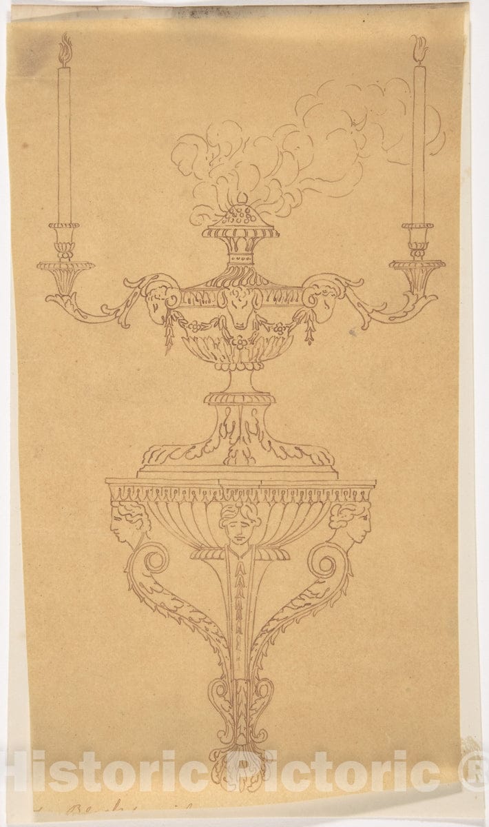 Art Print : British, 19th Century - Classical Incense Burner : Vintage Wall Art