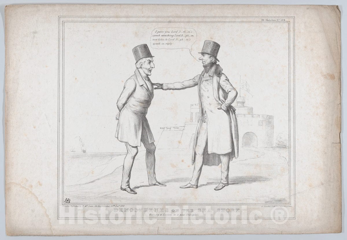 Art Print : John Doyle - Demosthenes on The Sea Shore – Giving a Lesson to a New Disciple : Vintage Wall Art