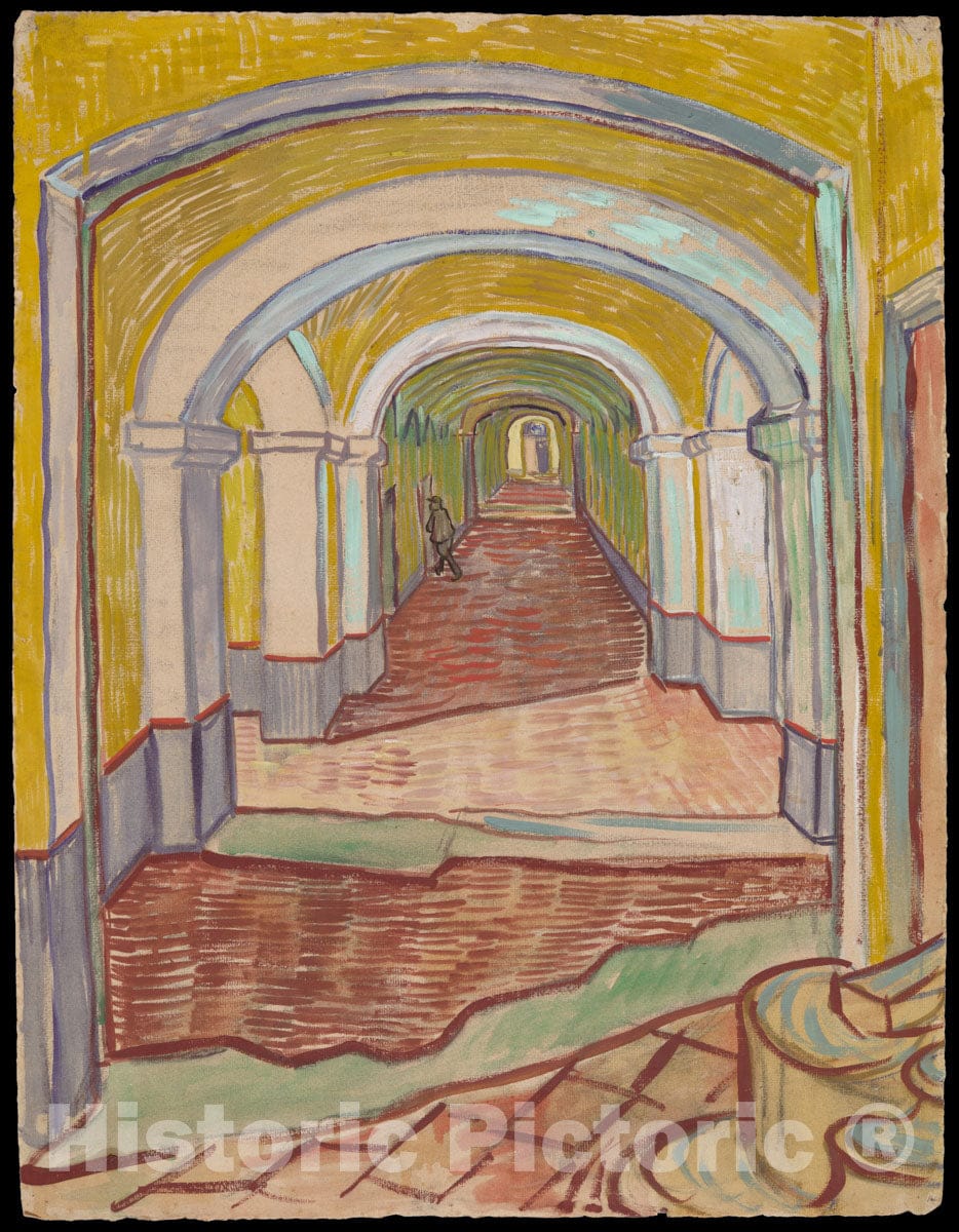 Art Print : Vincent Van Gogh - Corridor in The Asylum : Vintage Wall Art