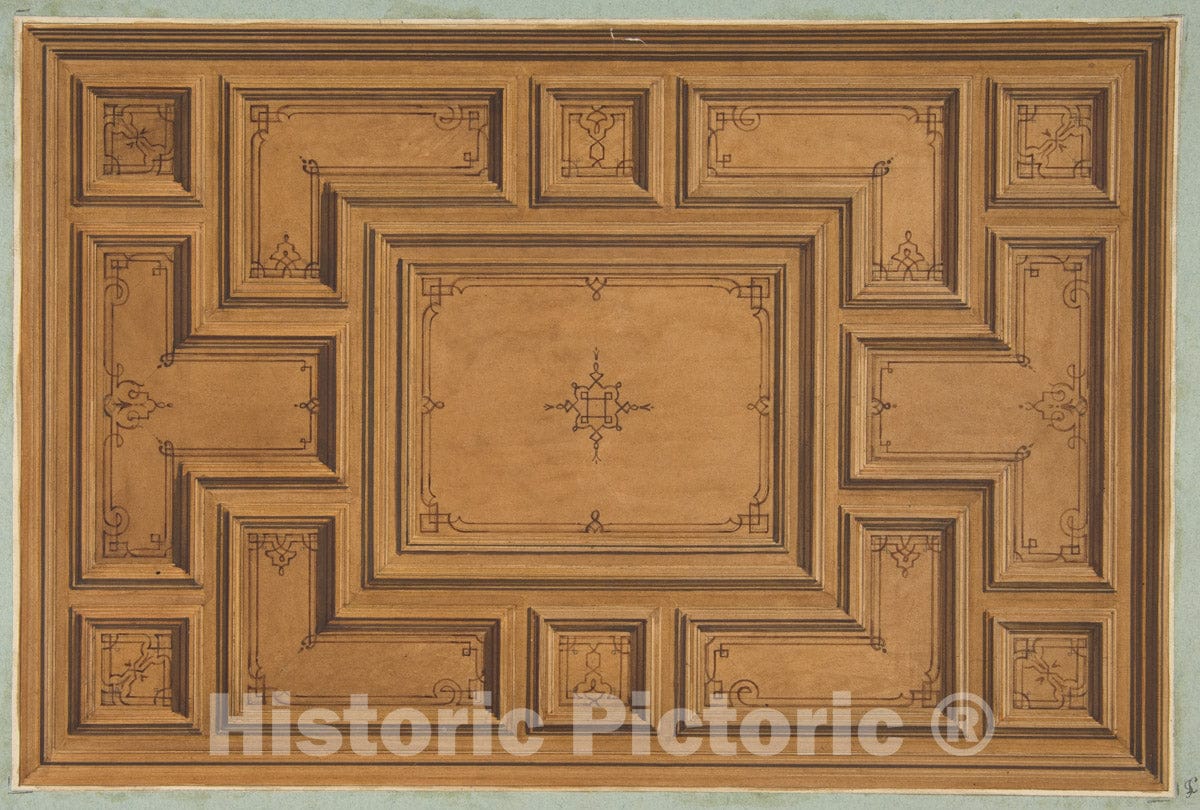 Art Print : Jules-Edmond-Charles Lachaise - Design for a Decorated Ceiling : Vintage Wall Art
