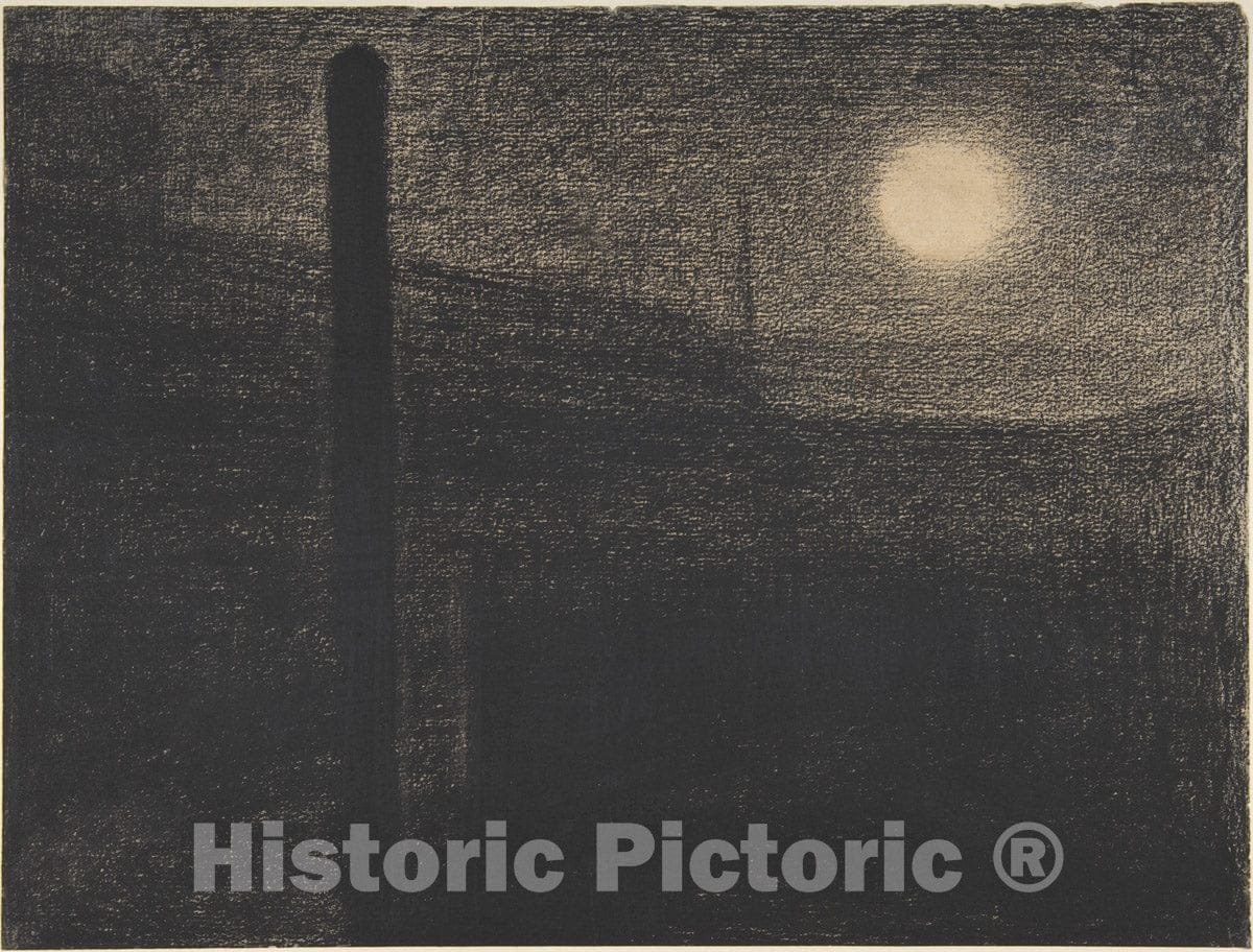Art Print : Georges Seurat - Courbevoie: Factories by Moonlight : Vintage Wall Art