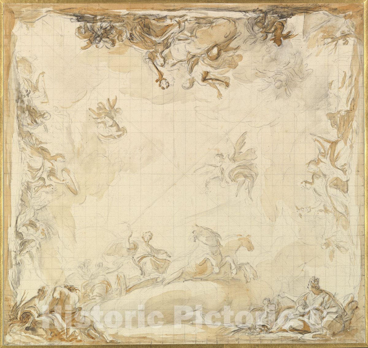 Art Print : Mariano Salvador de Maella - Design for a Ceiling : Vintage Wall Art