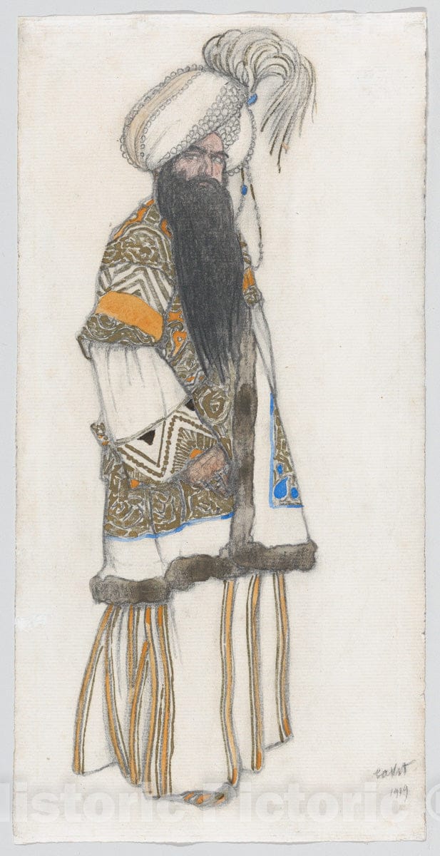 Art Print : Léon Bakst - Costume Design for The 'Sultan Samarkand' for The Ballet 'Schéhérazade' : Vintage Wall Art