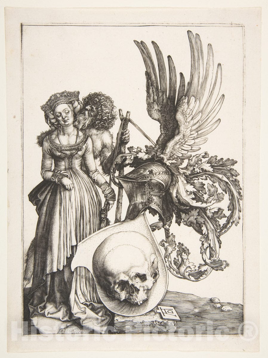Art Print : Albrecht Dürer - Coat of Arms with a Skull 2 : Vintage Wall Art