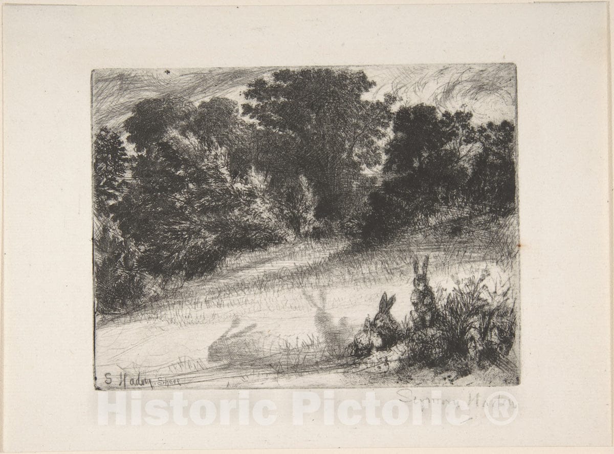 Art Print : Sir Francis Seymour Haden - Combe Bottom : Vintage Wall Art