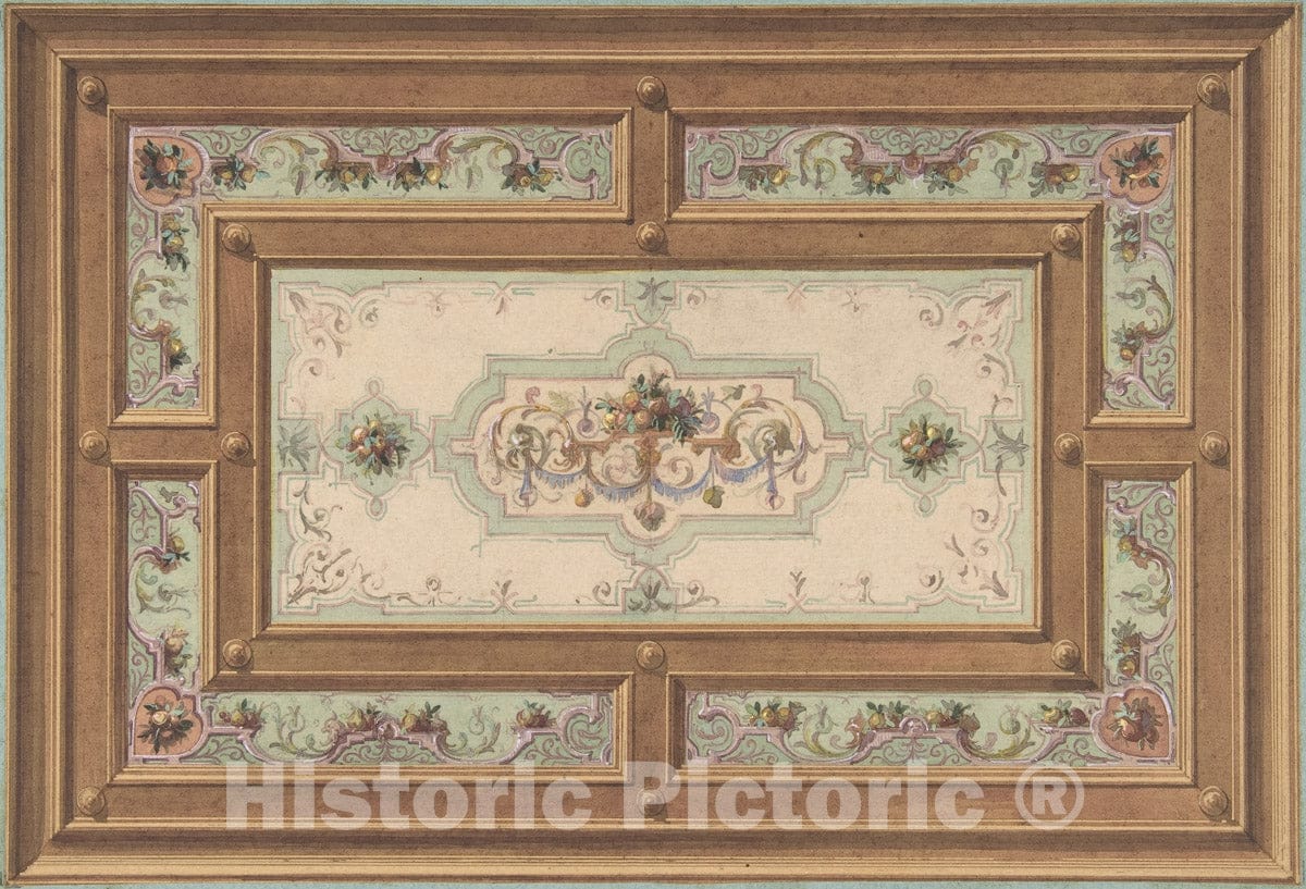 Art Print : Jules-Edmond-Charles Lachaise - Design for a Painted Ceiling : Vintage Wall Art