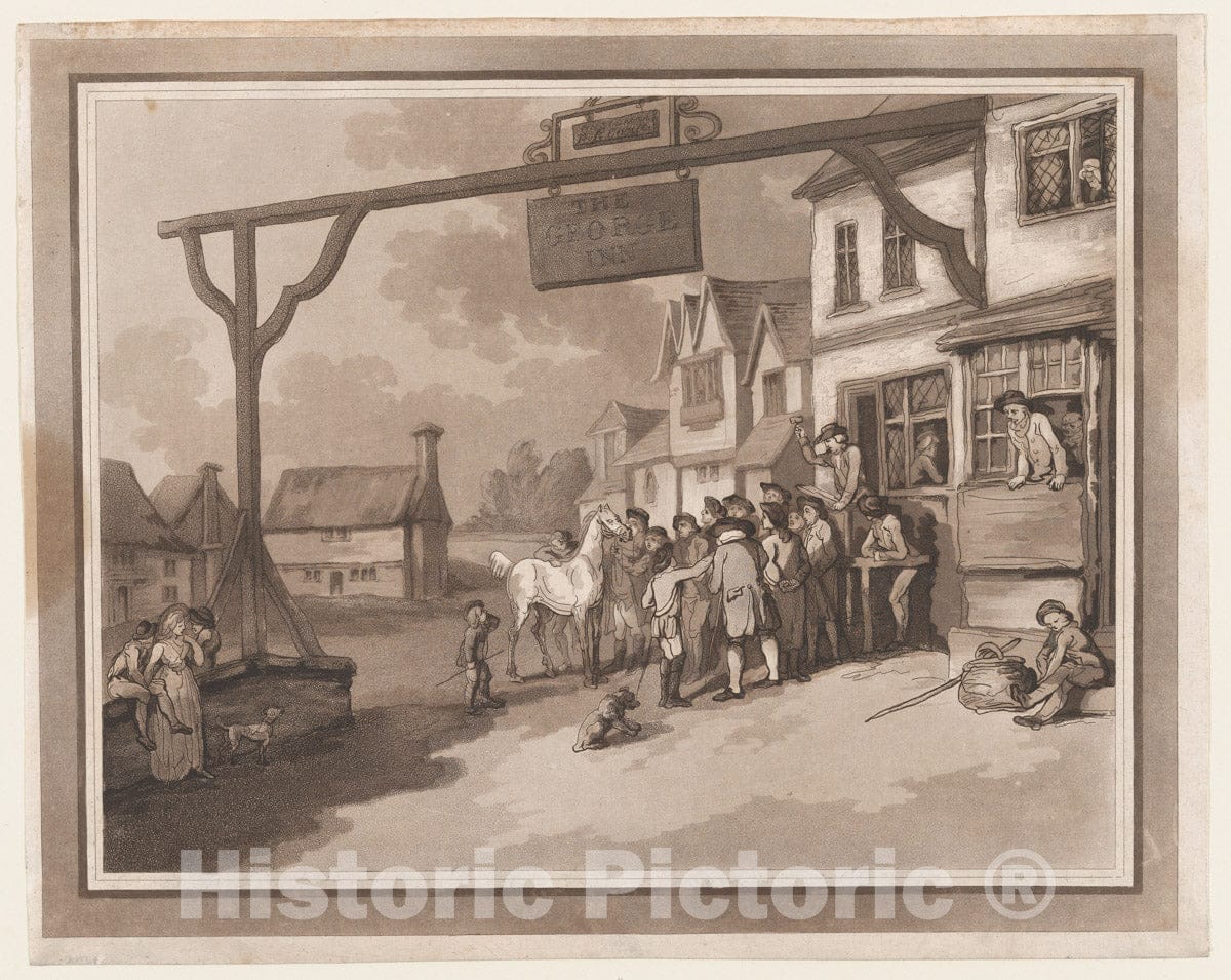 Art Print : Drawn and Etched by Thomas Rowlandson - Crawley (an Excursion to Brighthelmstone) 1 : Vintage Wall Art