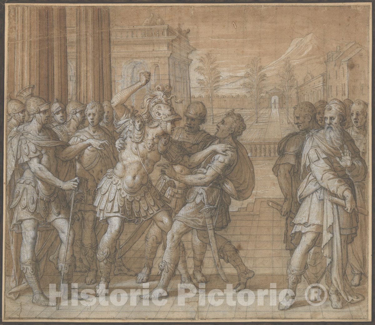 Art Print : Henri Lérambert - Coriolanus Vows Eternal Hatred to Rome : Vintage Wall Art