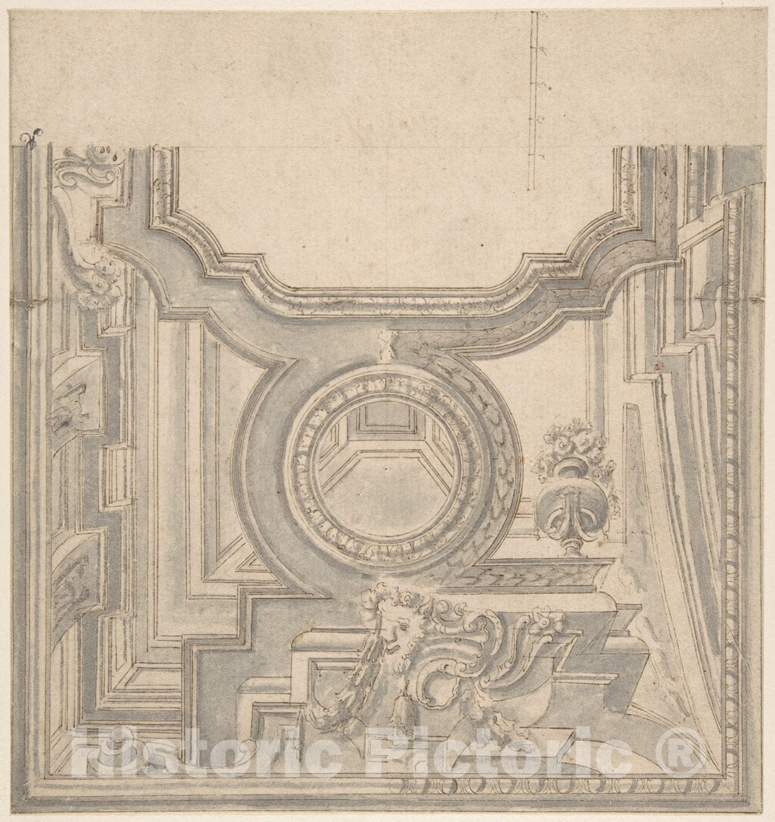 Art Print : Italian, Bolognese, 18th Century - Design for a Ceiling : Vintage Wall Art