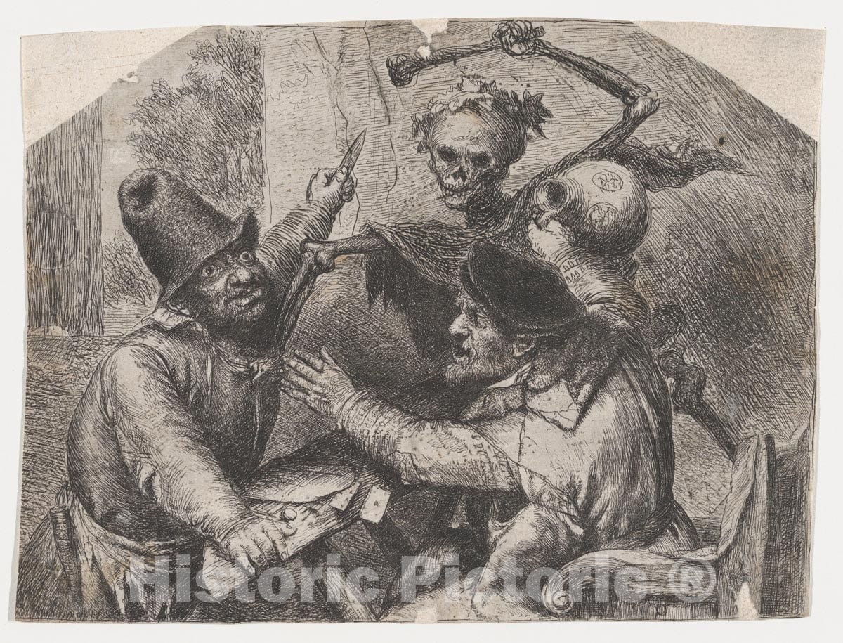 Art Print : Jan Lievens - Death and Card Players : Vintage Wall Art