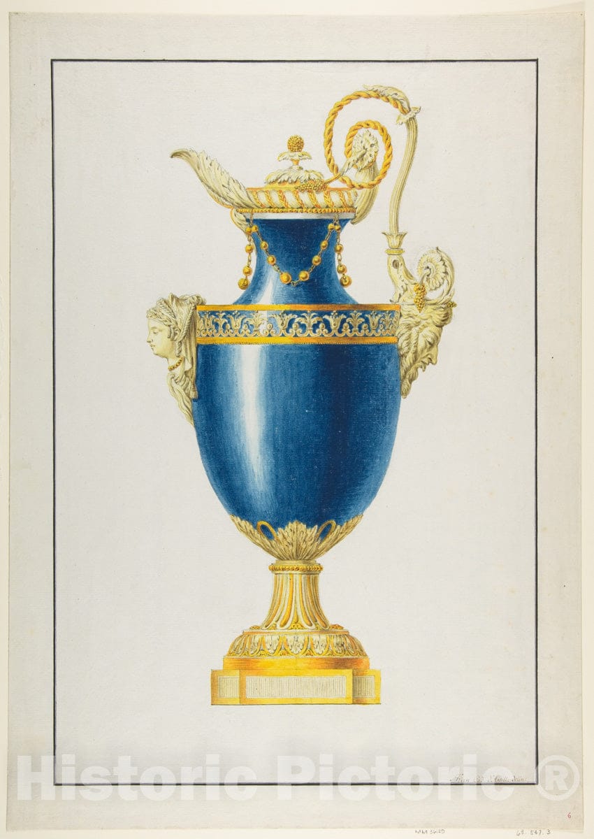 Art Print : George Heinrich von Kirn - Design for a Gilt Bronze Ewer : Vintage Wall Art