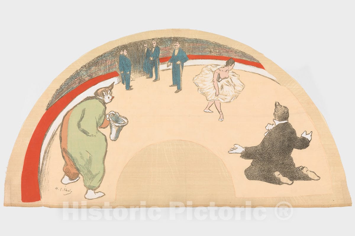 Art Print : Henri-Gabriel Ibels - Circus Arena with The Clown and Ballet Dancer : Vintage Wall Art