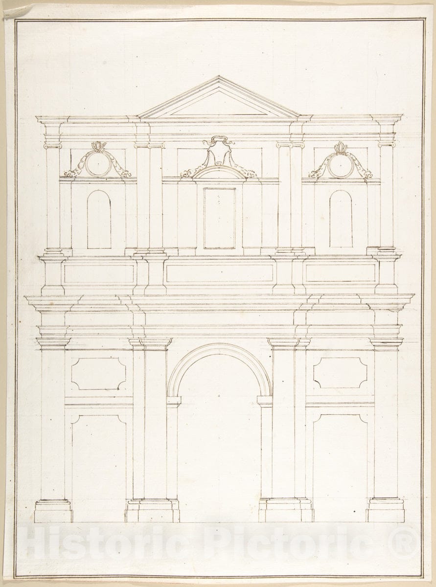 Art Print : Pietro Paolo Coccetti (Cocchetti) - Design for a Facade 2 : Vintage Wall Art