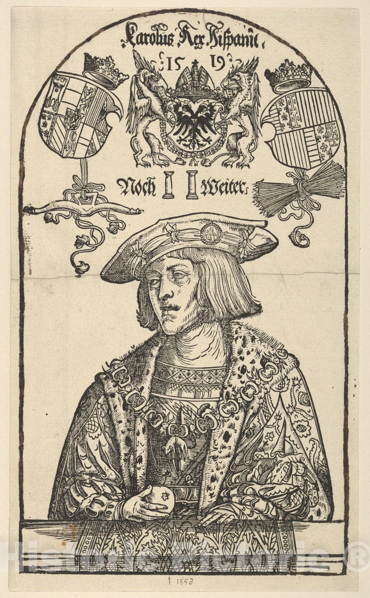 Art Print : Hans Weiditz The Younger - Copy of Portrait of Charles V : Vintage Wall Art