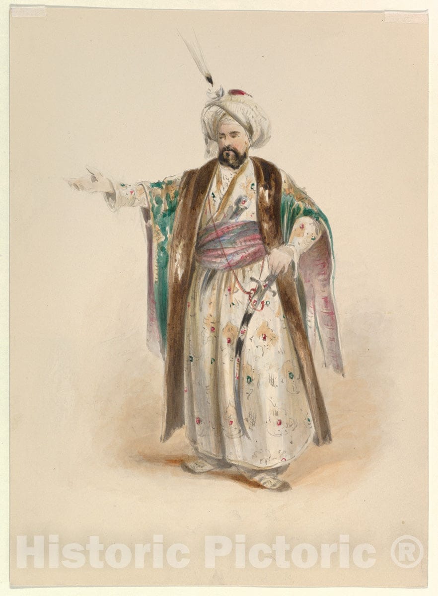 Art Print : Johann Georg Christoph Fries - Costume Study for Bassa Selim in The Abduction from The Seraglio by W.A. Mozart : Vintage Wall Art