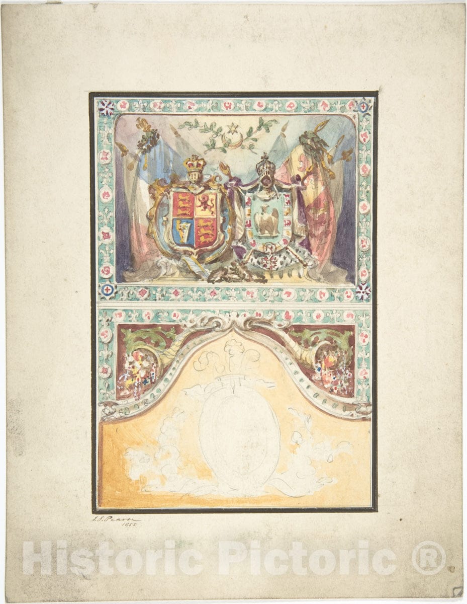 Art Print : J. S. Pearse - Design for a Coat of Arms : Vintage Wall Art