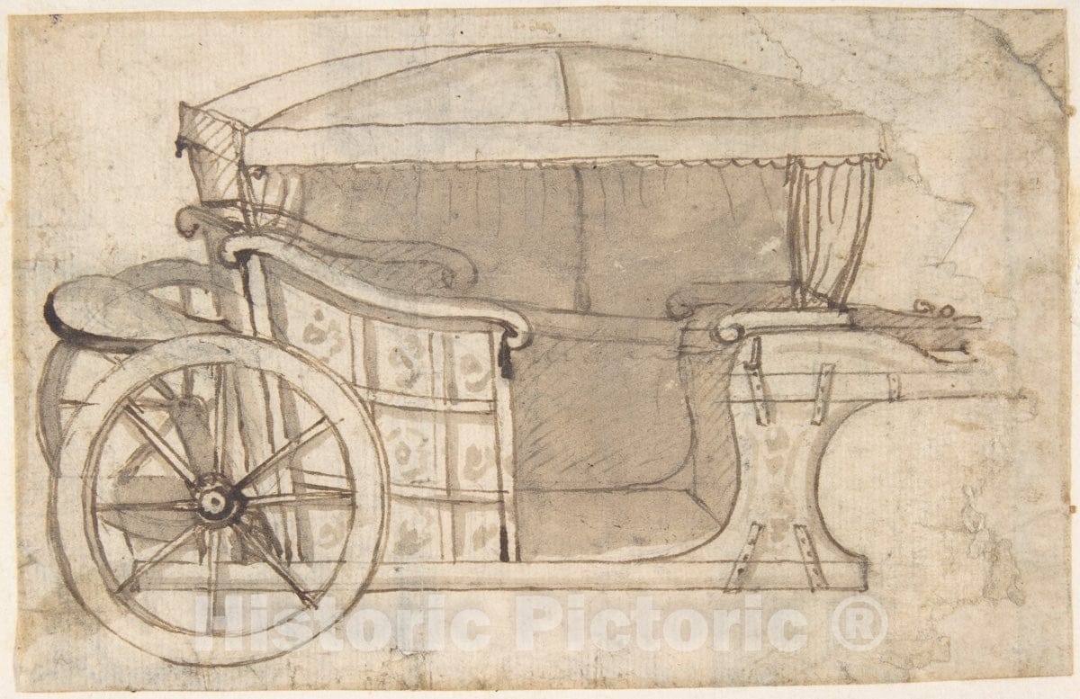 Art Print : Italian, First Half of The 18th Century - Design for a Carriage : Vintage Wall Art