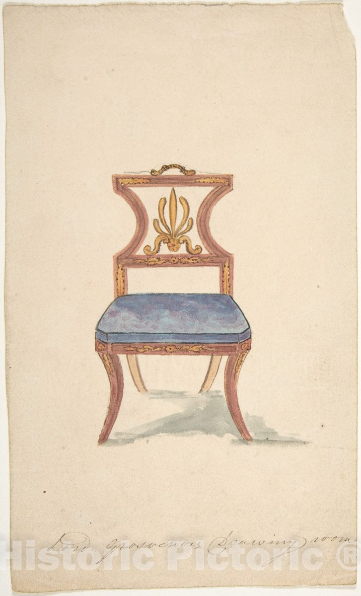 Art Print : Gillows - Design for a Chair,for Lord Grosvenor's Fine Art Print -  : Vintage Wall Art