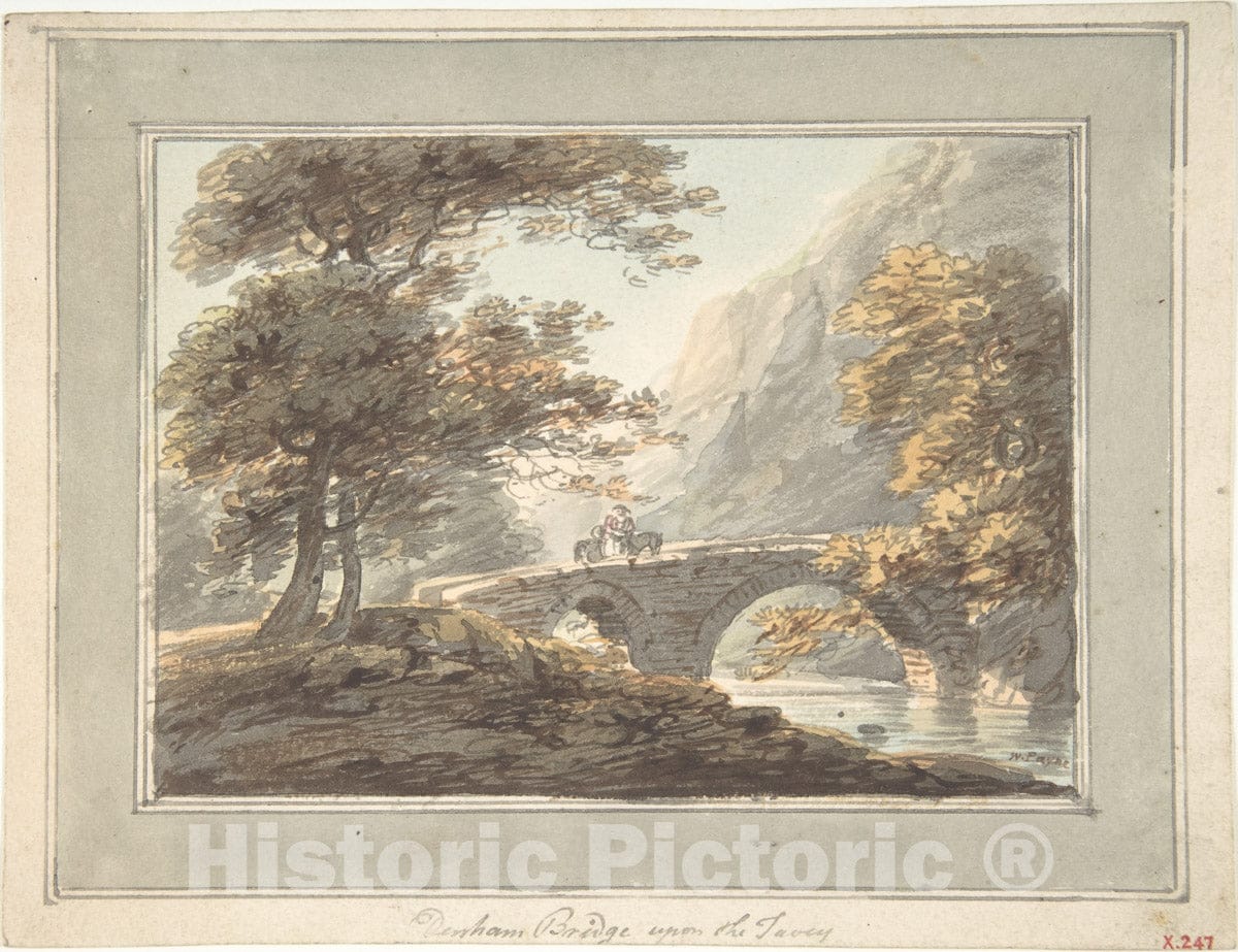 Art Print : William Payne - Denham Bridge Upon The Tavy : Vintage Wall Art