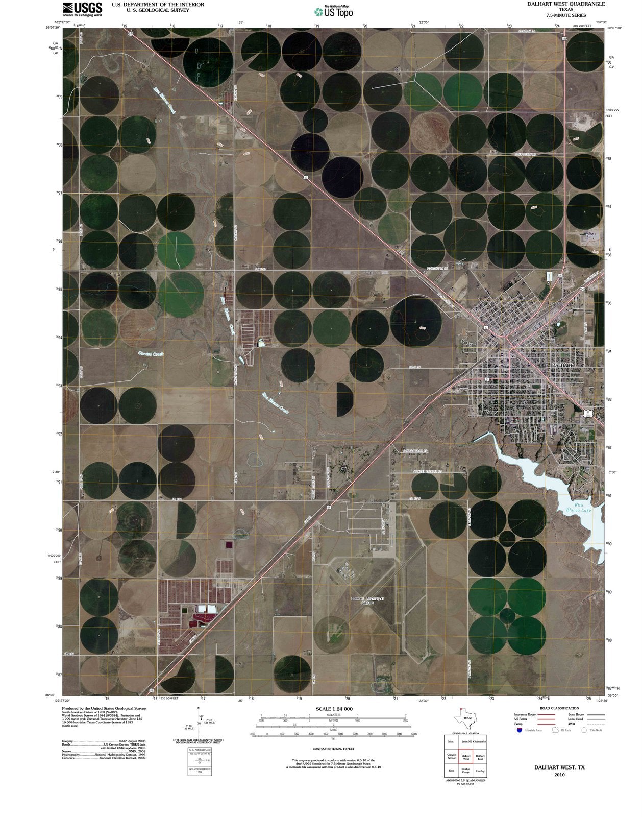 2010 Dalhart West, TX - Texas - USGS Topographic Map, image size:1258x1600