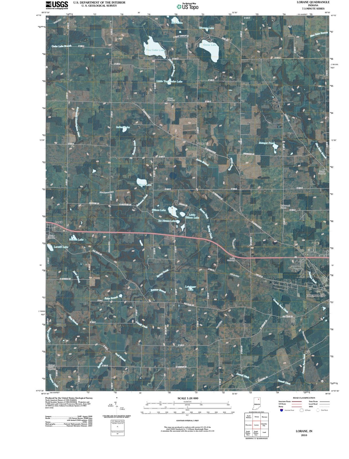 2010 Lorane, in - Indiana - USGS Topographic Map
