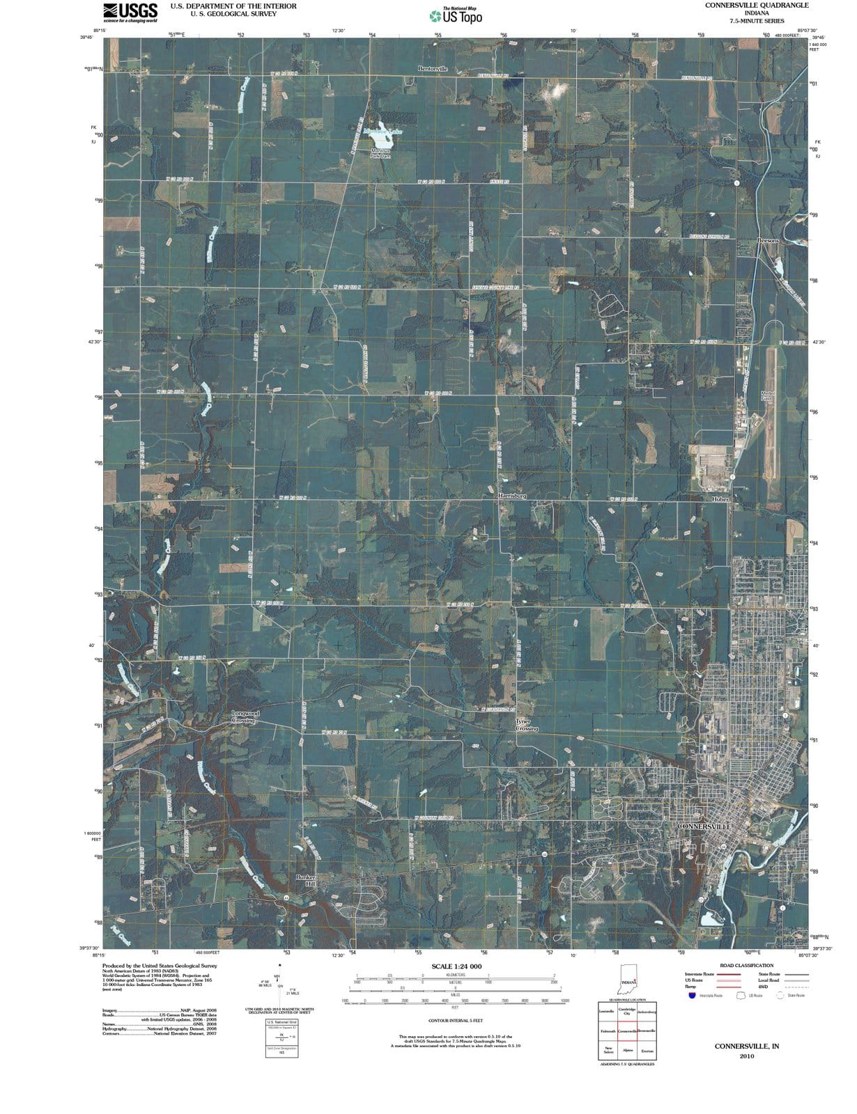 2010 Connersville, in - Indiana - USGS Topographic Map