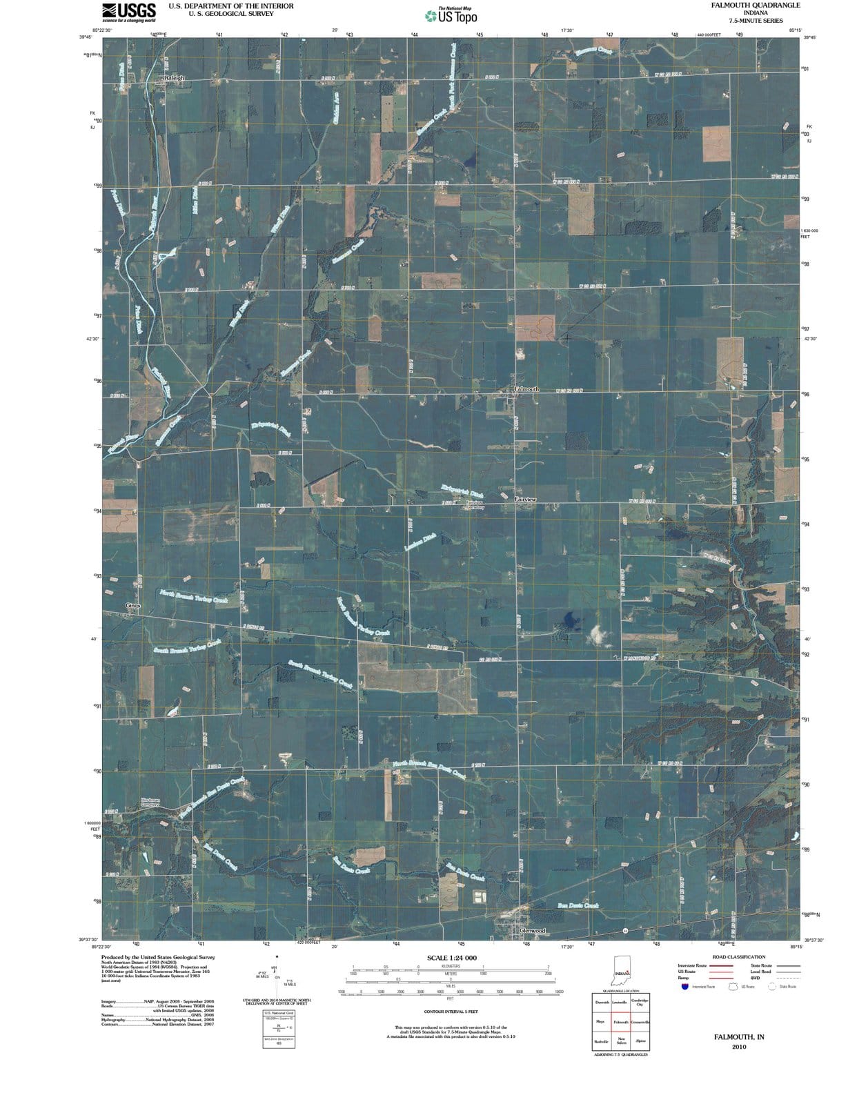 2010 Falmouth, in - Indiana - USGS Topographic Map