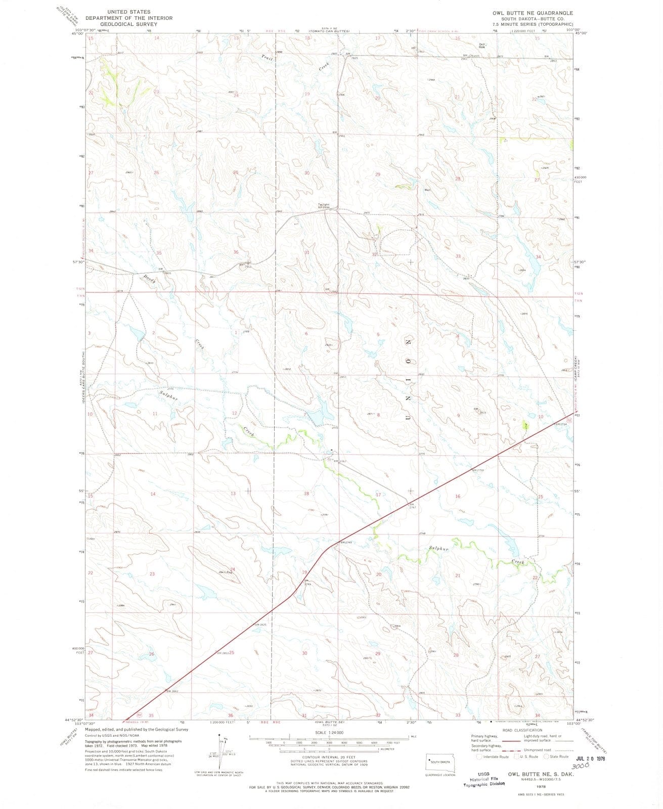 1978 Owl Butte, SD - South Dakota - USGS Topographic Map
