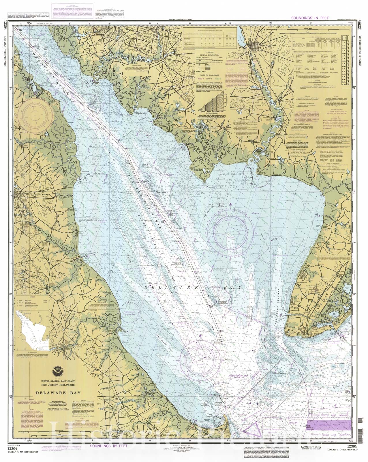 Historic Nautical Map - Delaware Bay, 1996 NOAA Chart - New Jersey, Delaware (NJ, DE) - Vintage Wall Art