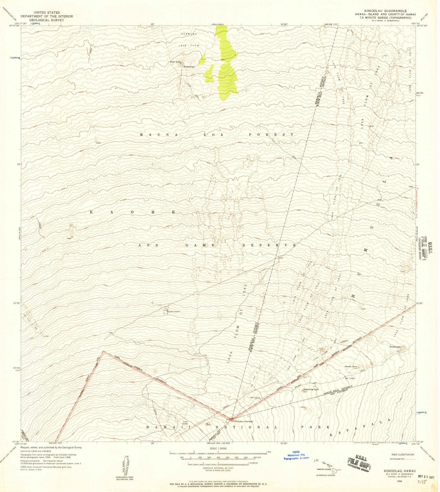 1956 Kokoolau, HI - Hawaii - USGS Topographic Map