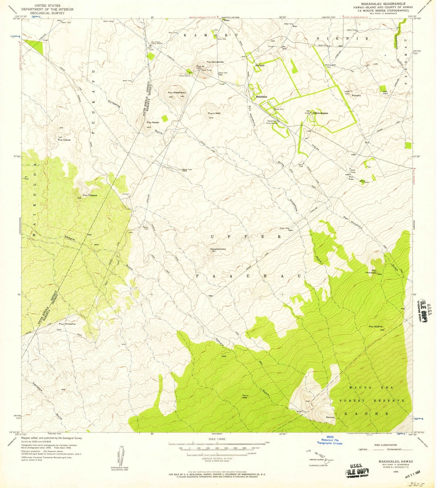1956 Makahalau, HI - Hawaii - USGS Topographic Map