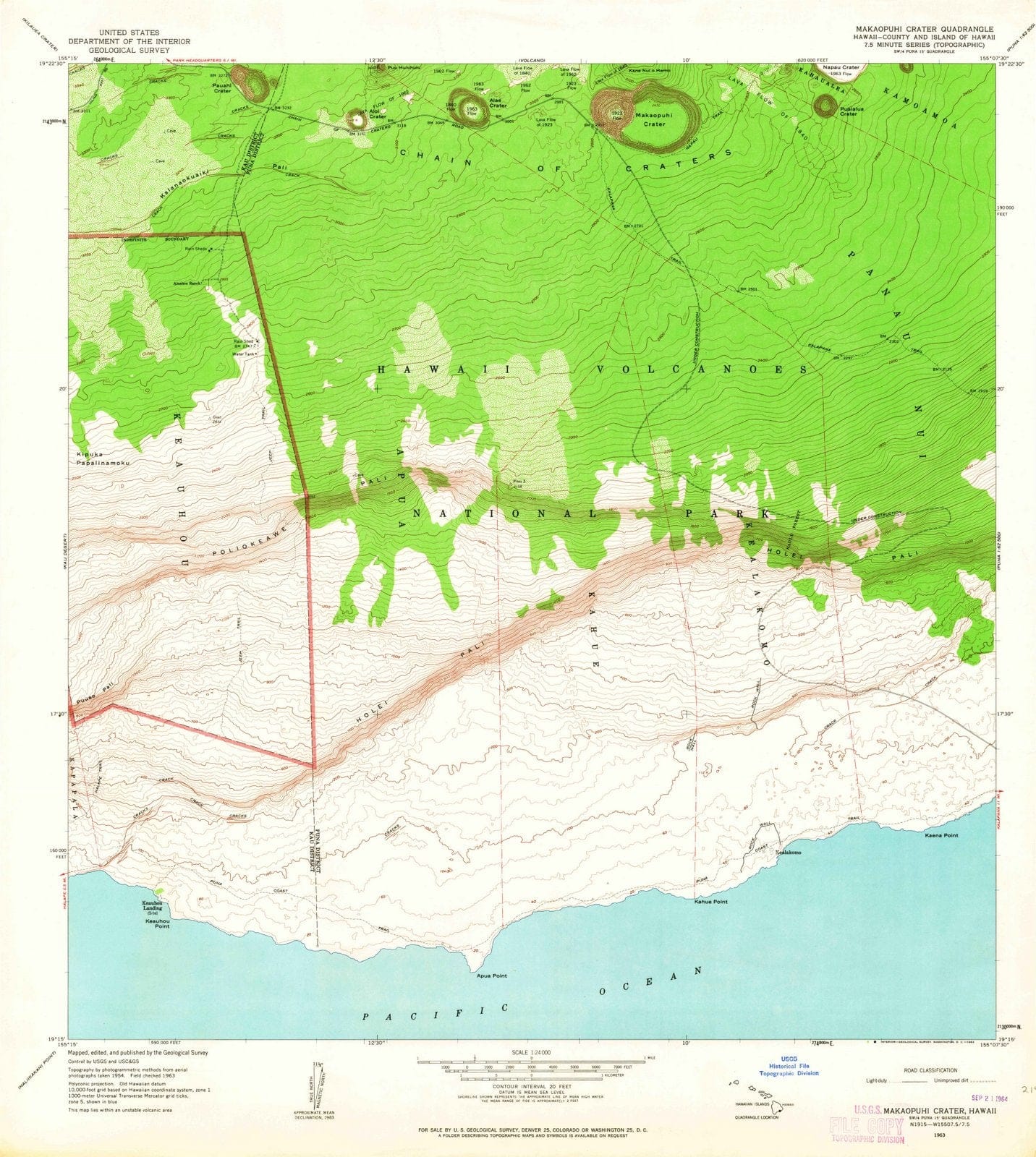 1963 Makaopuhi Crater, HI - Hawaii - USGS Topographic Map