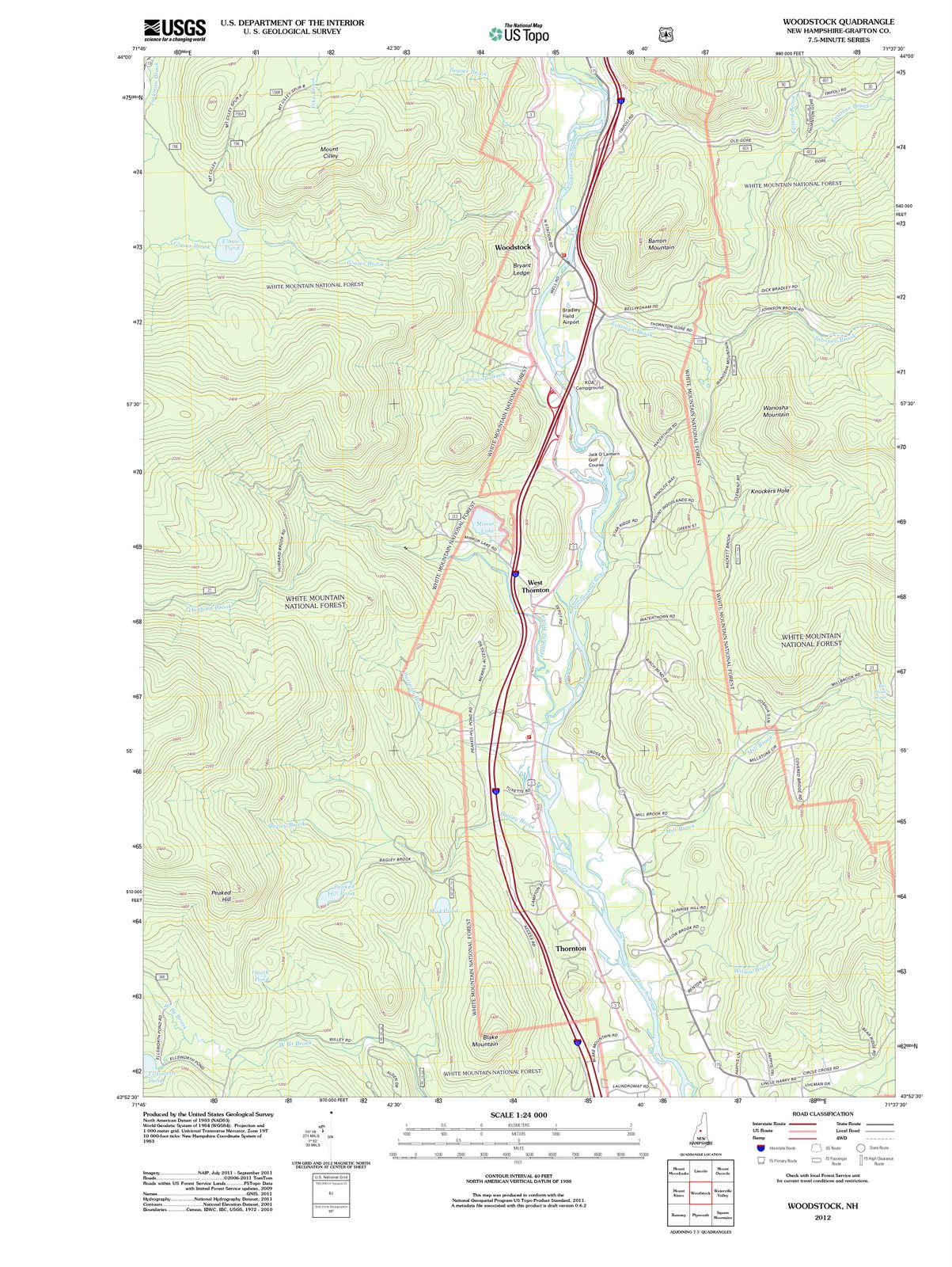 2012 Woodstock, NH - New Hampshire - USGS Topographic Map