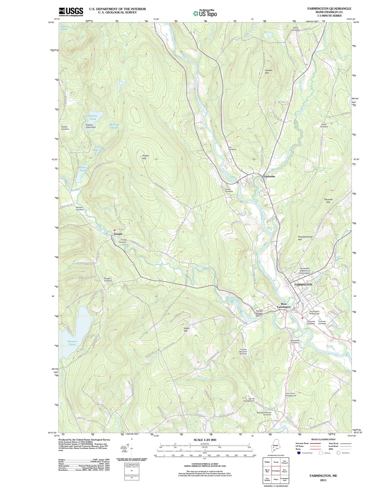 2011 Farmington, ME - Maine - USGS Topographic Map