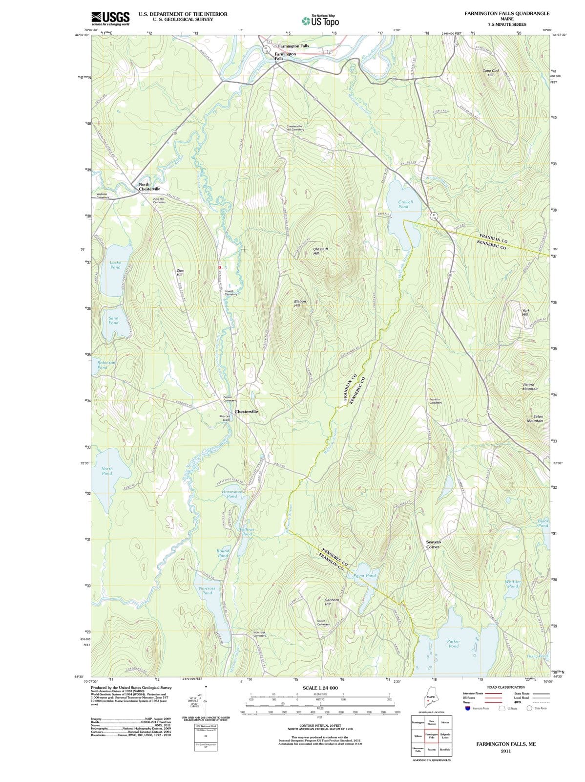 2011 Farmington Falls, ME - Maine - USGS Topographic Map