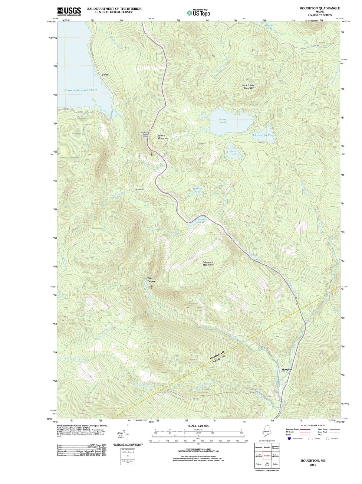 2011 Houghton, ME - Maine - USGS Topographic Map