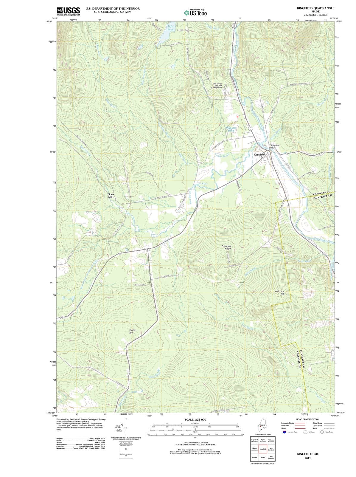 2011 Kingfield, ME - Maine - USGS Topographic Map