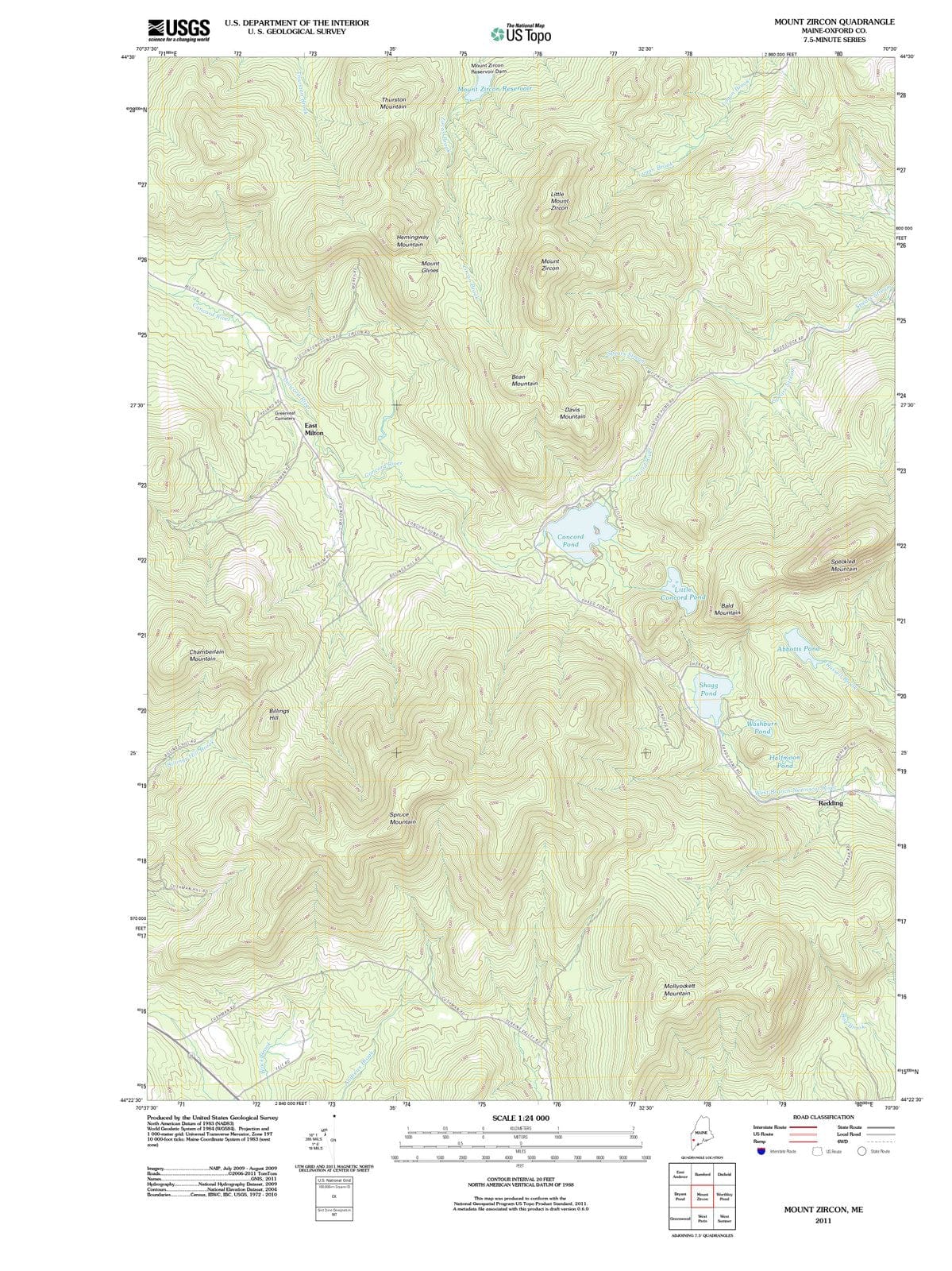 2011 Mount Zircon, ME - Maine - USGS Topographic Map
