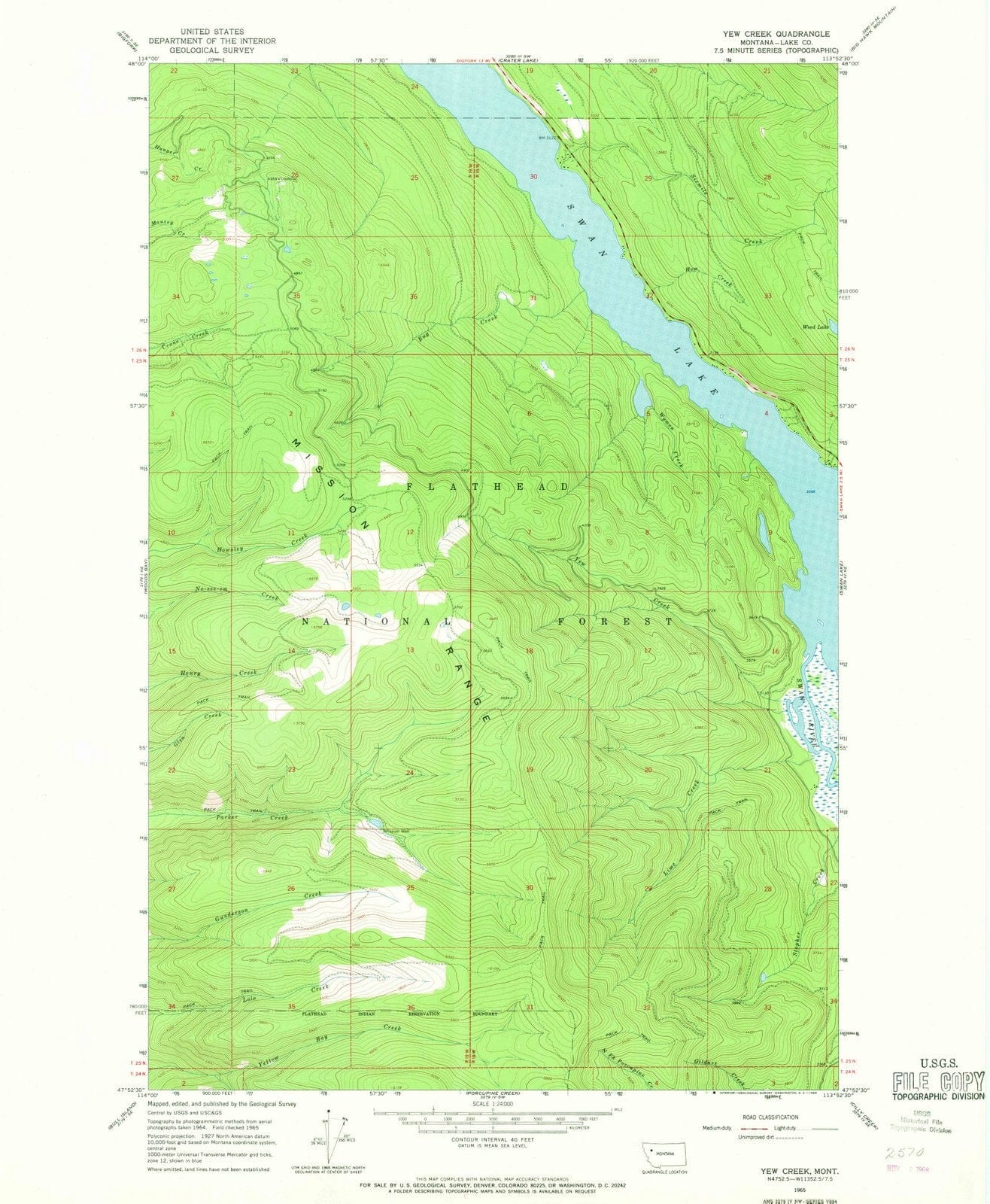 1965 Yew Creek, MT - Montana - USGS Topographic Map