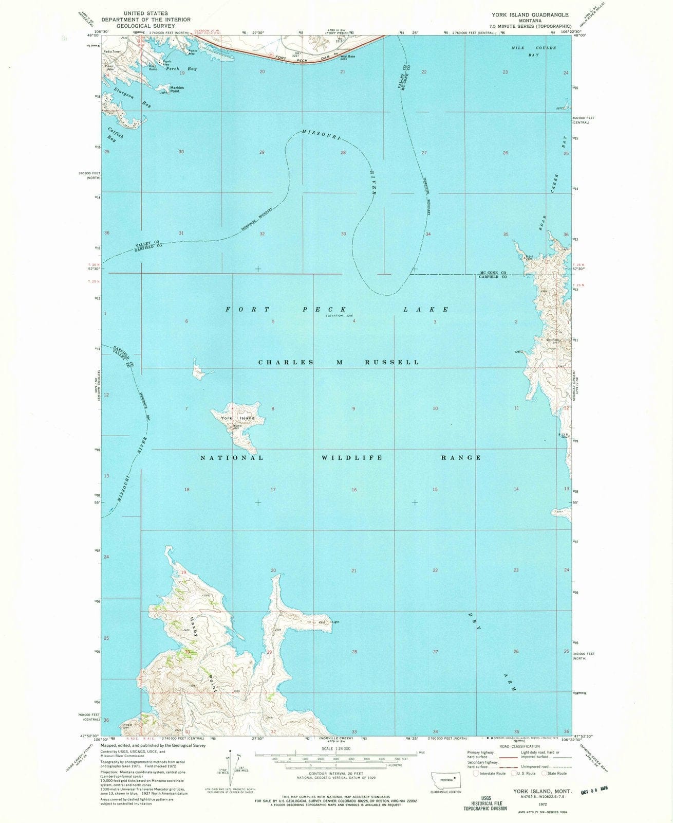 1972 York Island, MT - Montana - USGS Topographic Map