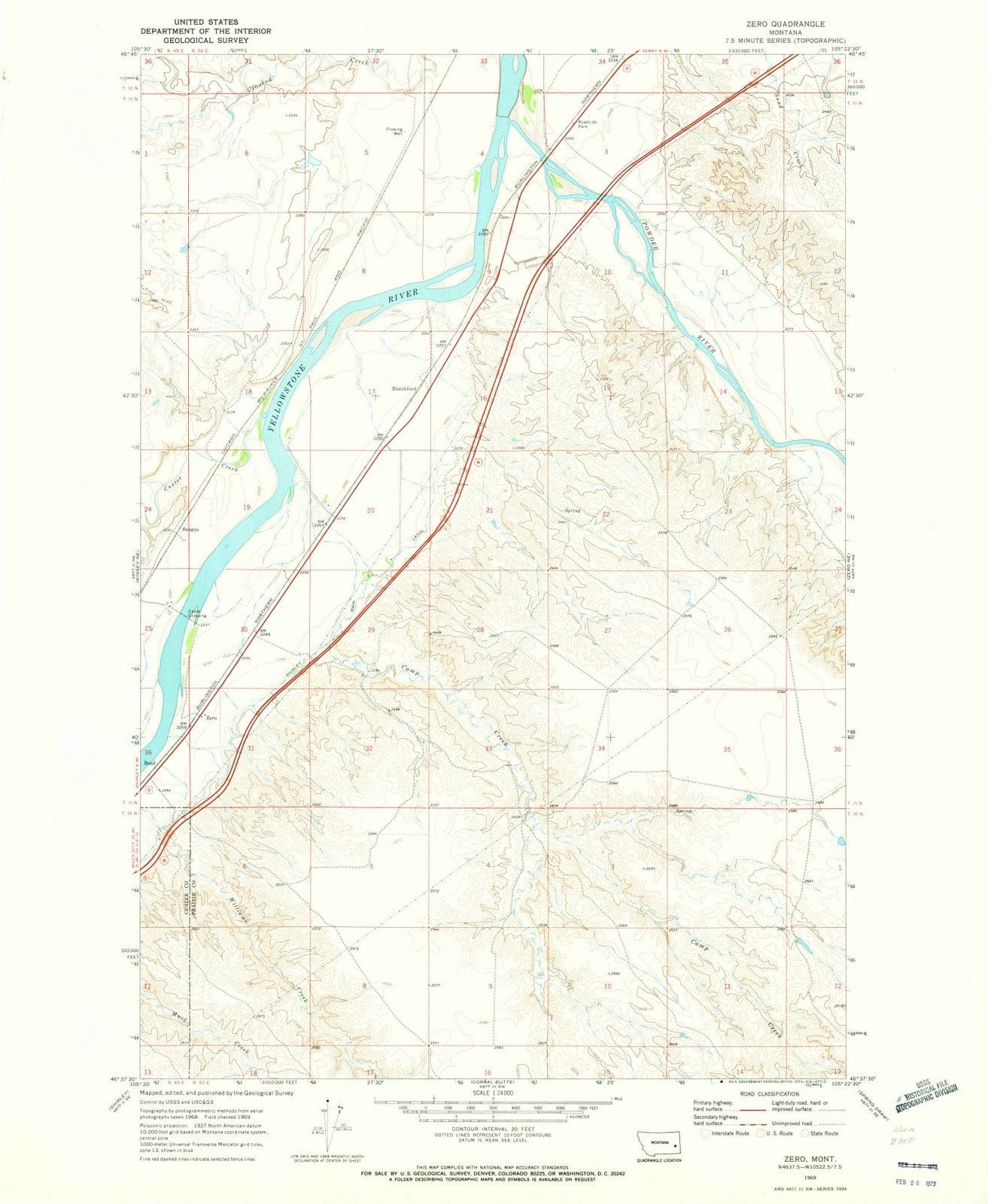 1969 Zero, MT - Montana - USGS Topographic Map v2
