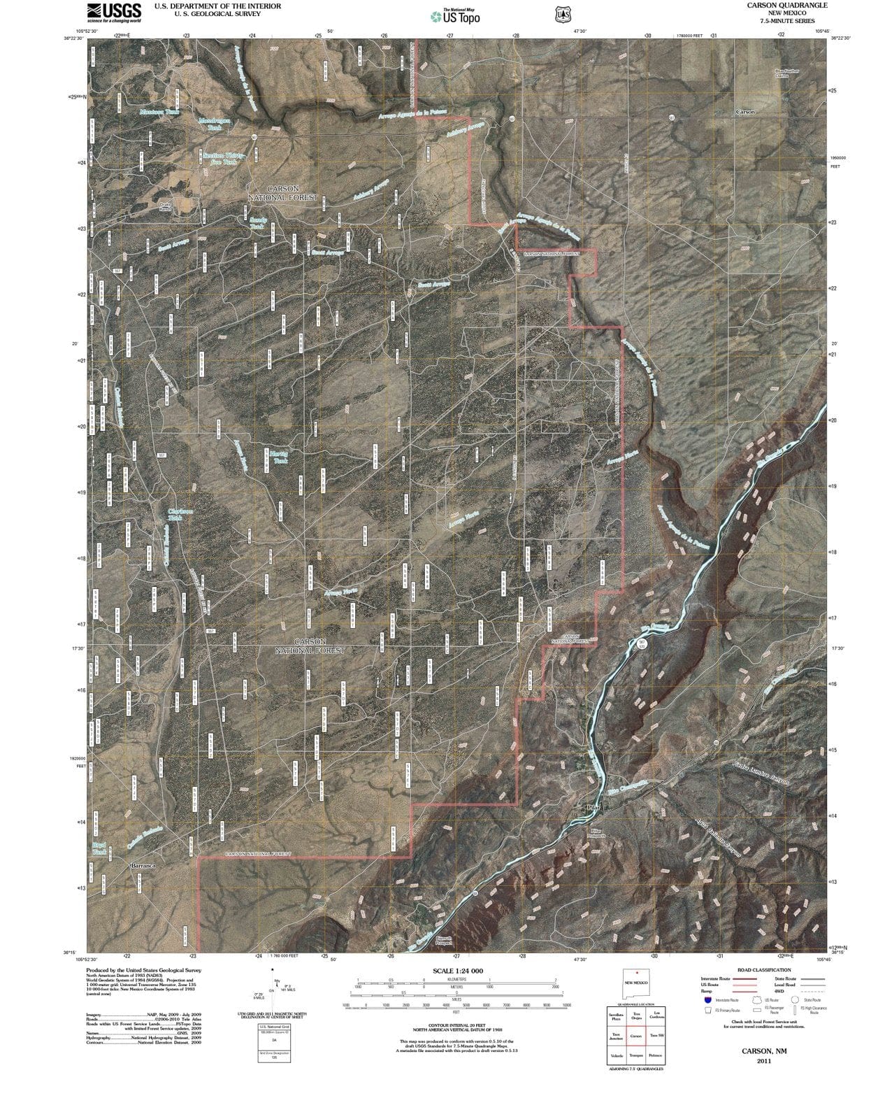 2011 Carson, NM - New Mexico - USGS Topographic Map