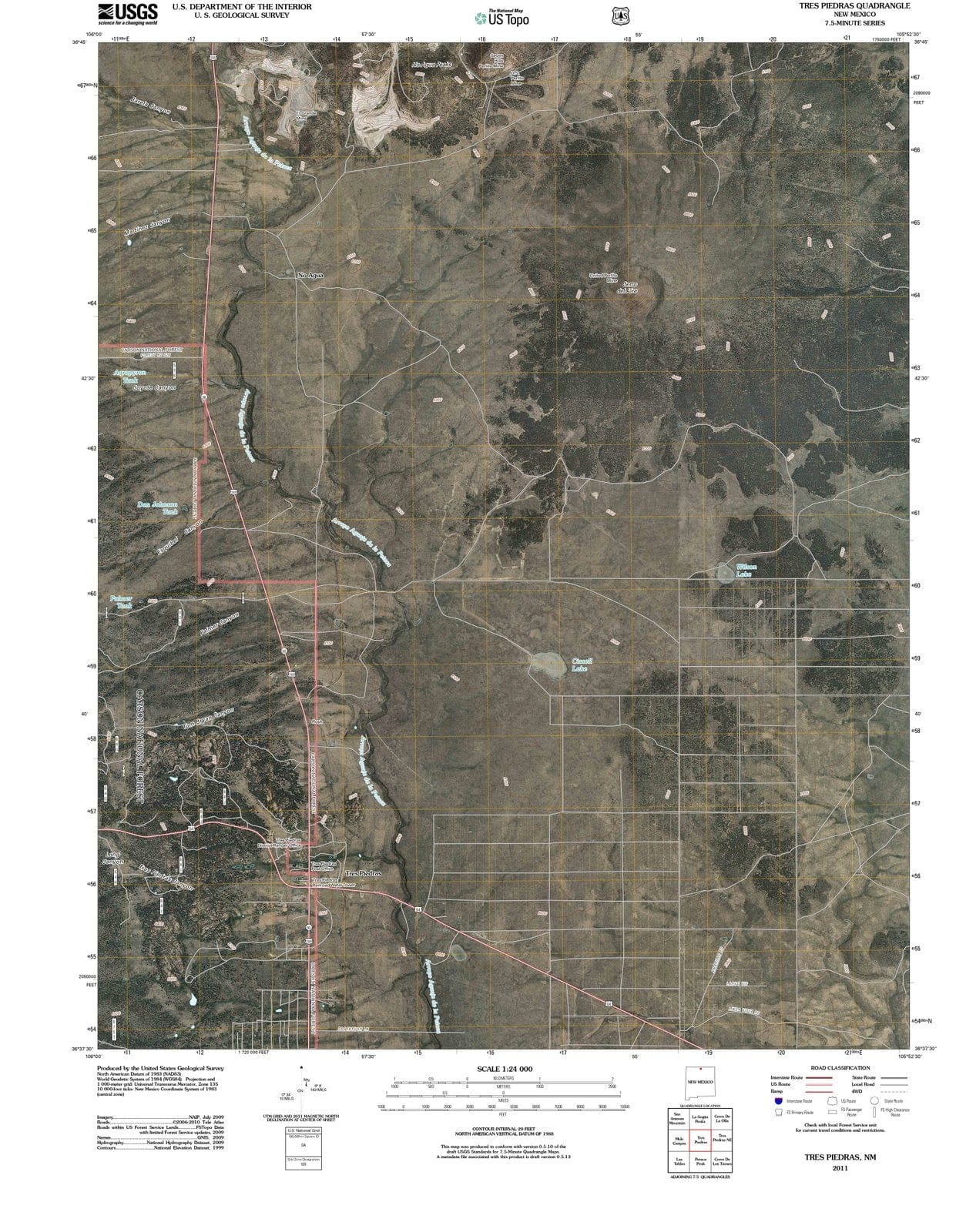 2011 Tres Piedras, NM - New Mexico - USGS Topographic Map