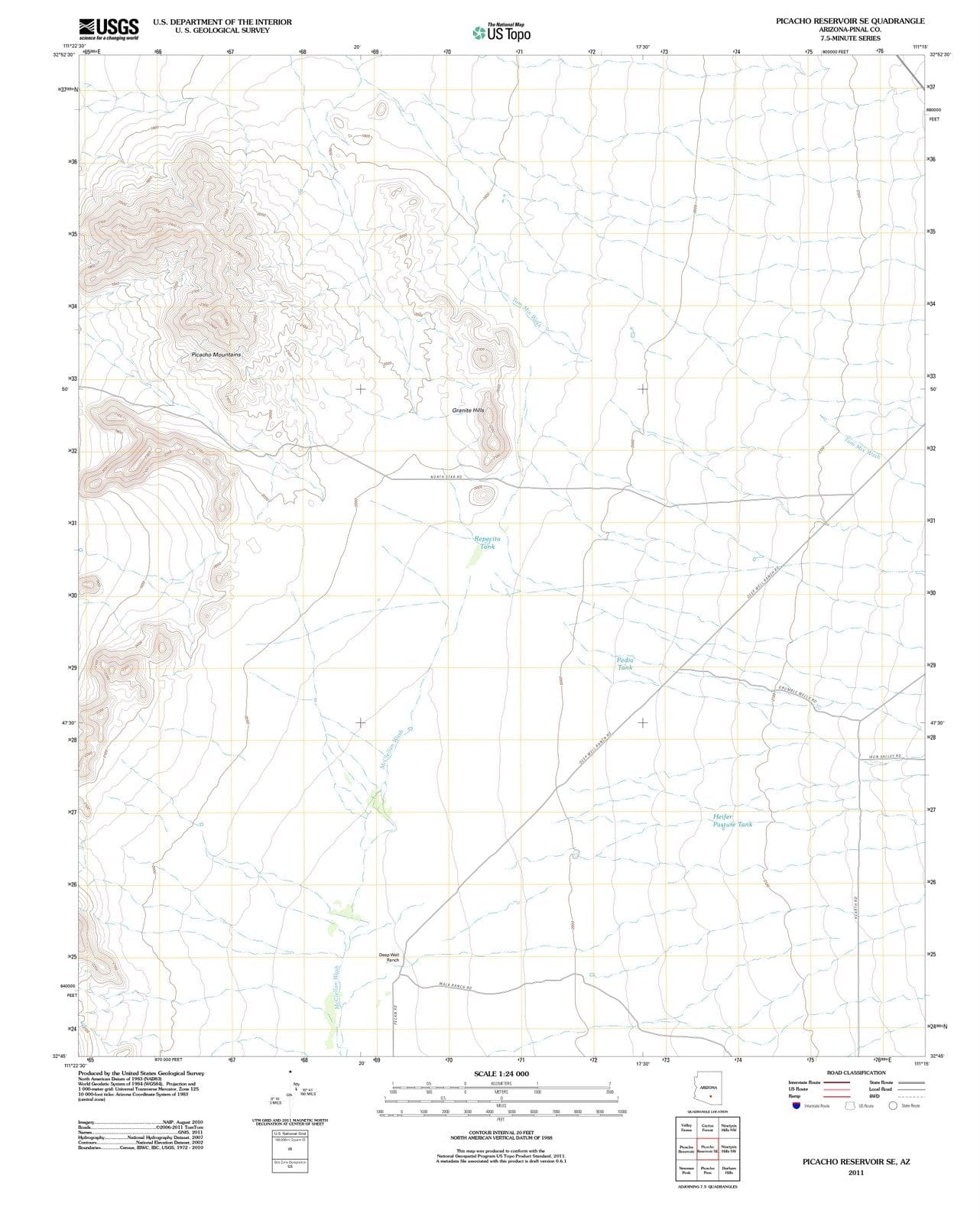 2011 Picacho Reservoir, AZ - Arizona - USGS Topographic Map v2