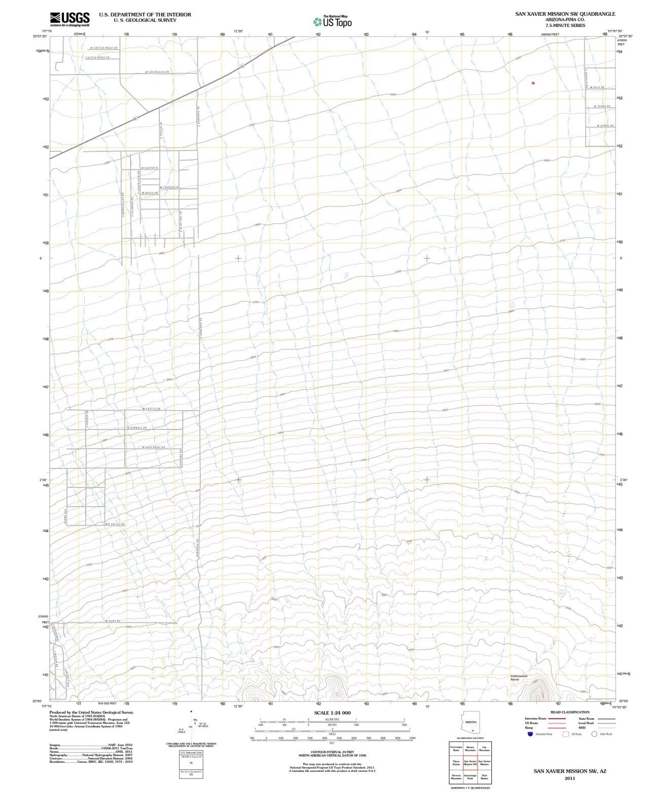 2011 San Xavier Mission, AZ - Arizona - USGS Topographic Map